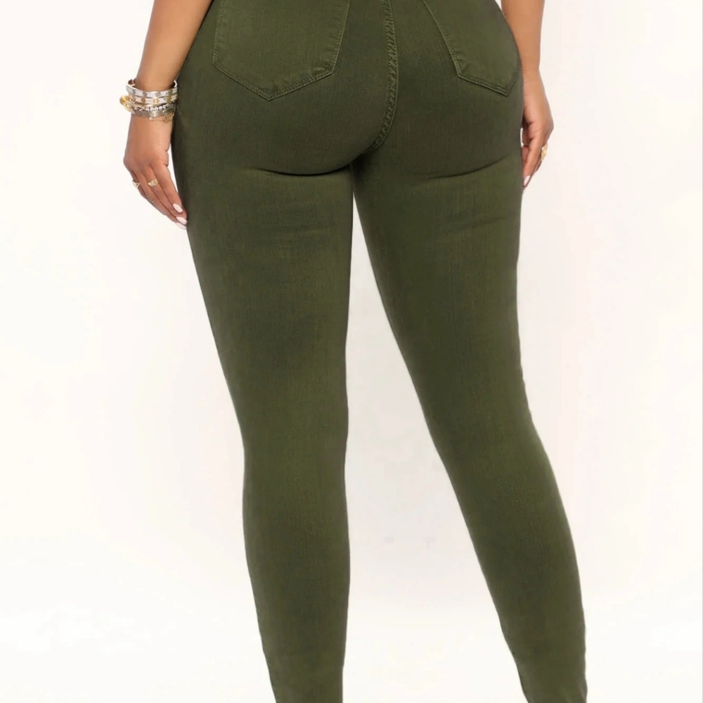 Fashion Nova classic high waist jeans in olive